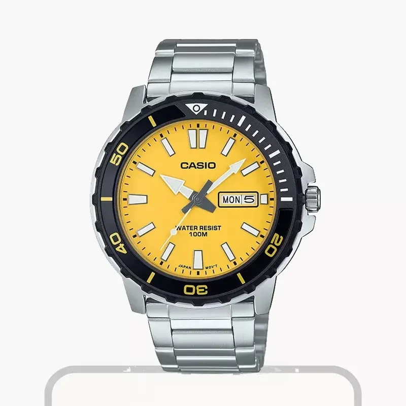 Casio Anti-reverse Bezel Yellow Dial Men's Watch- MTD-125D-9AV